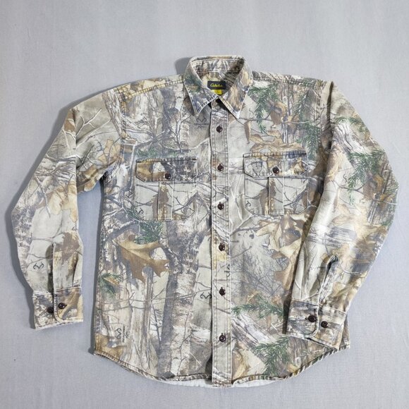 Cabela's button down men's shirt siz S grey brown tarnen Performanc wear outdoor - Picture 1 of 10